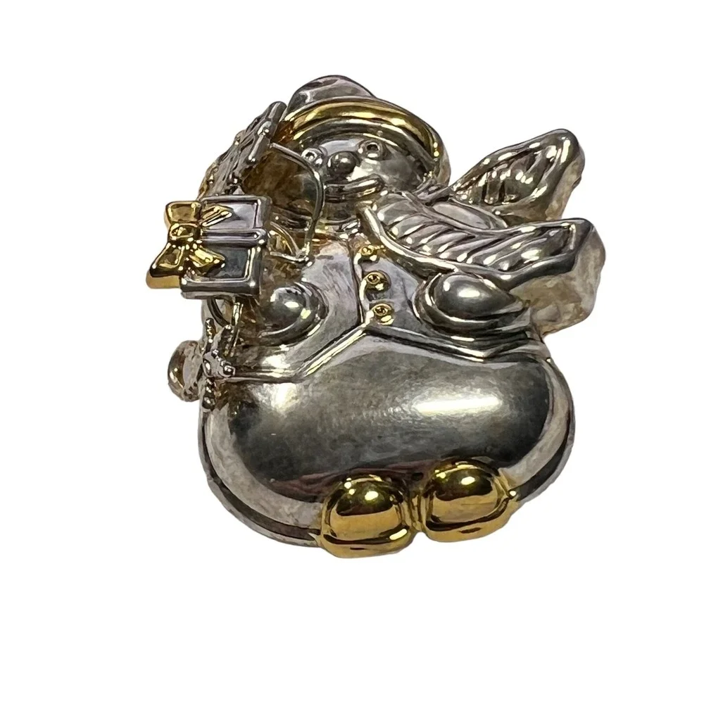 Vintage Best Snowman Brooch‎ Gold Silver Tone Christmas Winter Holiday Pin